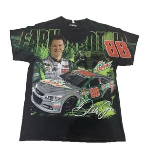 DALE EARNHARDT JR. #88 National Guard Large Black All Over Print NASCAR T-Shirt